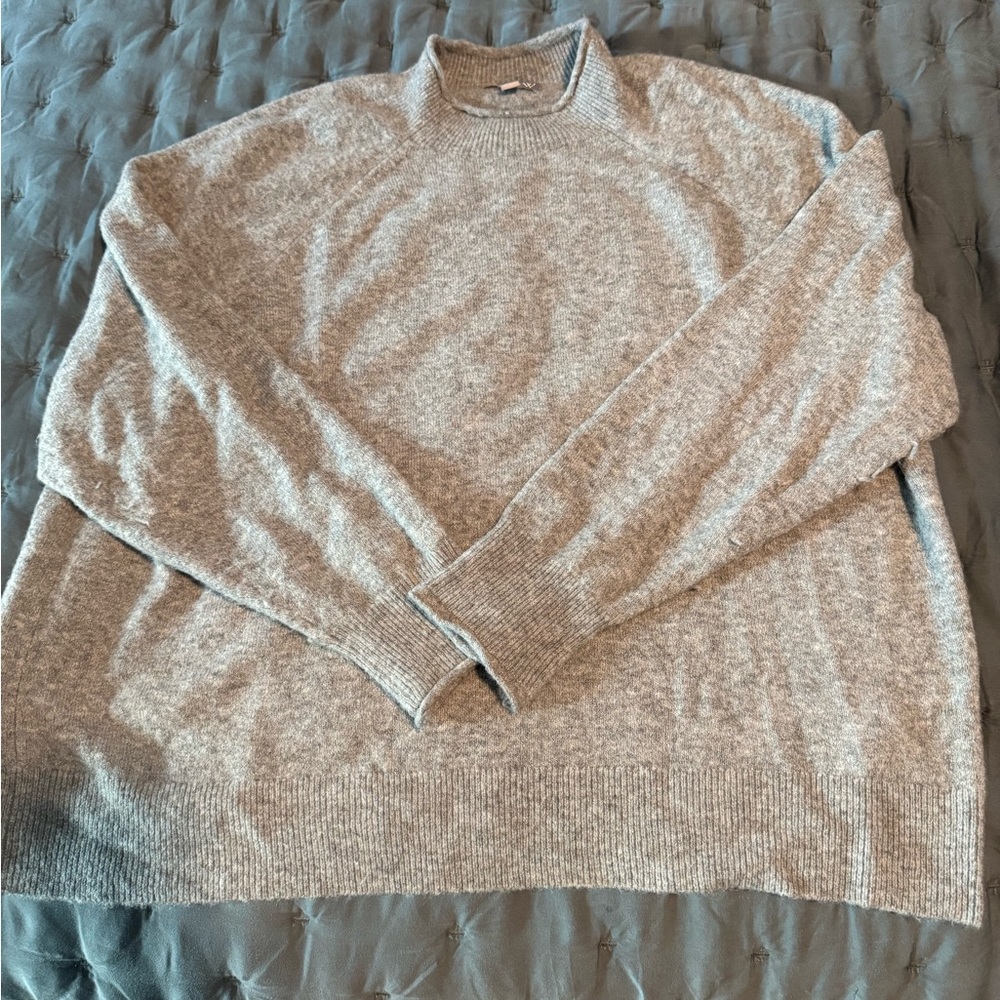 J. Crew Women's Gray Crewneck Wool Blend Rollneck Sweater